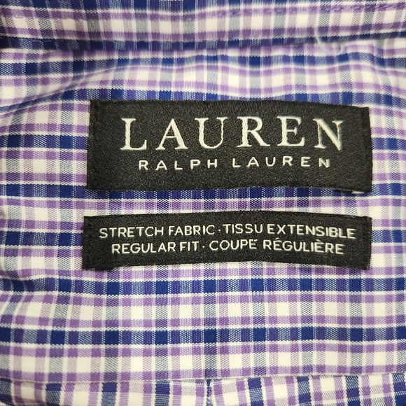 Lauren Ralph Lauren Black Label Shirt Mens 16 Button Down Check Gingham Stretch - Picture 5 of 13